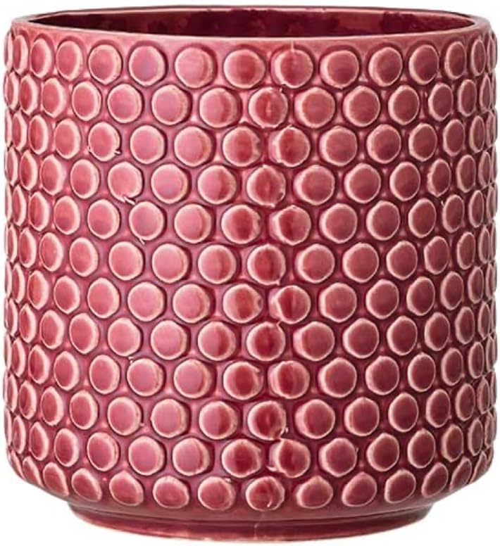 Nordring Stoneware Flower Pot – 6’’ Red Planter with Polka Dots – Modern Ceramic Pot with Crackle Glaze – No Drainage Holes – Holds 5’’ Indoor Plant by Nordring