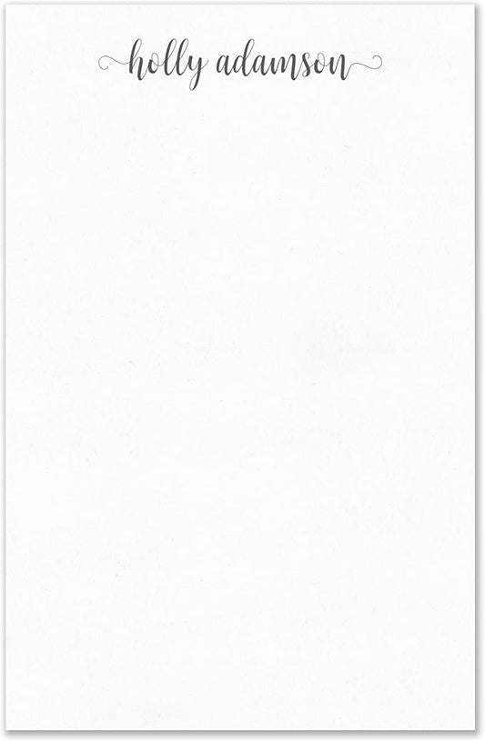 Personalized Notepad Stationery with Name in Lowercase Font, Available in 4 Sizes, Lined or Unlined in Choice of Colors, Note Pad Memo To Do List Pad (Font Style #3)