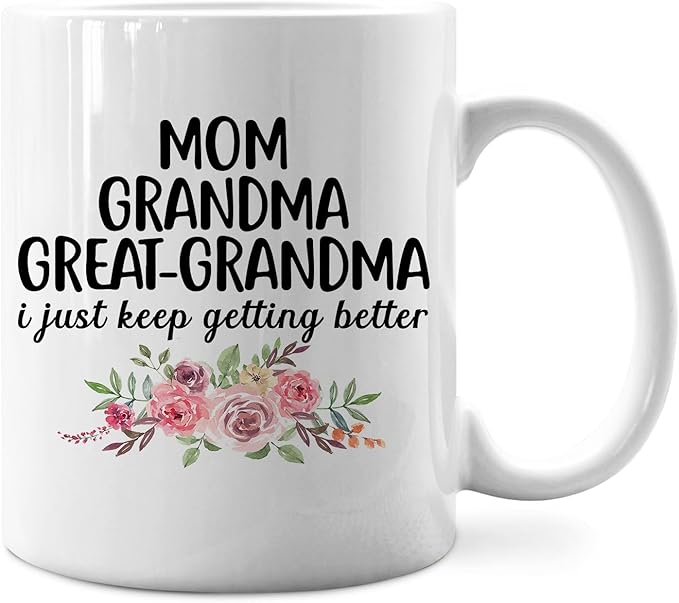 IWXYI Great Grandma Coffee Mug - Great Grandma Gifts for Birthday Mothers Day, 11oz Floral Mother‘s Day Coffee Mug Ceramic, Mothers Day Gifts