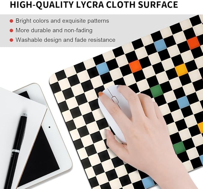 Old Skoo Retro Checkerboard Texture Mouse pad, Square Waterproof and Anti Slip Mouse pad for Office laptops