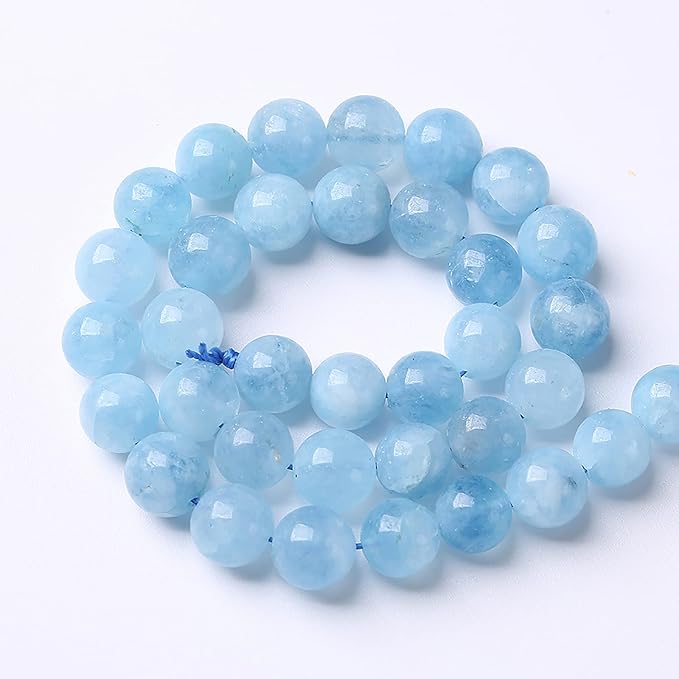 45PCS 8mm Natural Aquamarine Jade Beads Round Loose Spacer Stone Beads for Jewelry Making for Jewelry Making DIY Bracelet Necklace 15 Inch,Energy Stone Healing Power (8mm, Aquamarine Jade)