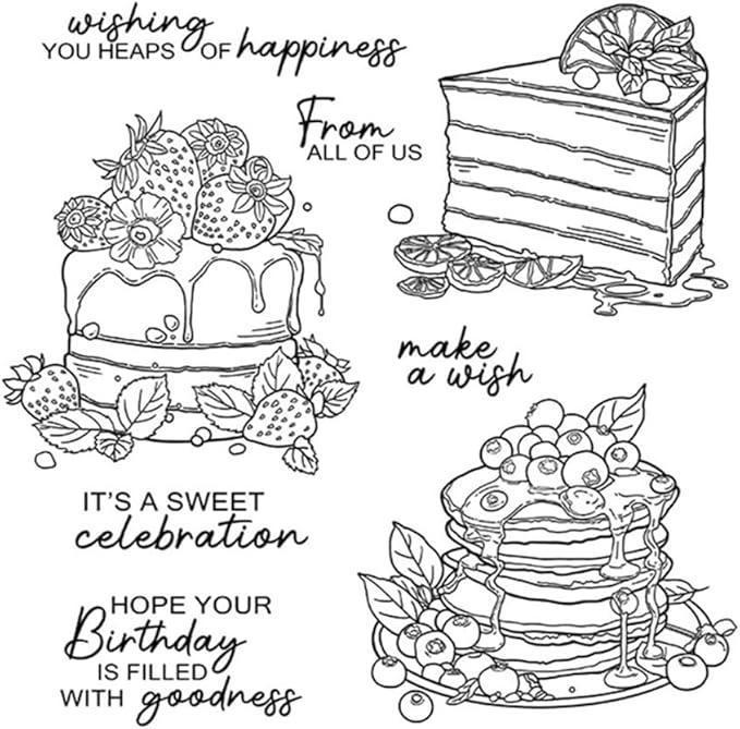 Blueberry Layer Cake Stamps and Cutting Dies for Card Making DIY Transparent Silicone Clear Stamp and Metal Die Cuts Sets for Scrapbooking Paper Greeting Cards Decor Seals Craft Supplies