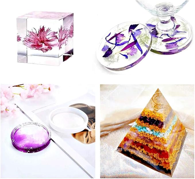 Resin Molds Silicone Kit 20Pcs,Epoxy Resin Molds Including Sphere,Cube,Pyramid,Square,Round, Used for Create Art,DIY,Coasters,Candles.Bonus Decorative Sequins and The Complete Set Tools