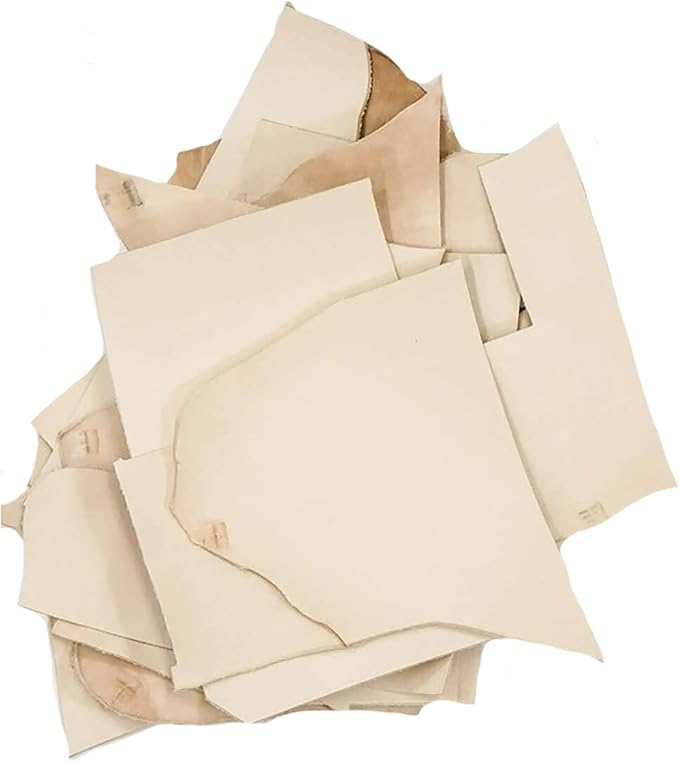 ELW Vegetable Tanned Leather Scraps | 2-6 oz Light Weight | Size: 10 LB | Genuine Cowhide Full Grain Leather Remnants for DIY, Crafting, Leatherworking, Tooling | Natural Veg Tanned - Lightweight