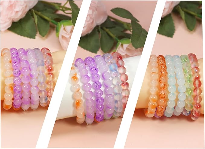 PAMIR TONG 1000PCS 8mm Glass Kit Set Round Beads Bulk,Imitative Jade Beads Kit, Bracelet Space Loose Beads for Jewelry Making Earring, Necklaces, DIY Crafts & Gifts #354