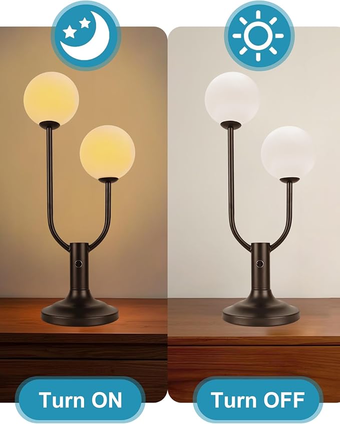 Lightdot Globe Table Lamp for Bedroom Mid Century Modern Black Small Desk Lamp Dimmable 3000K Warmwhite Nightstands Lamp Bedside Table Lamp for Living Room Home Office(G9 Bulbs Included)