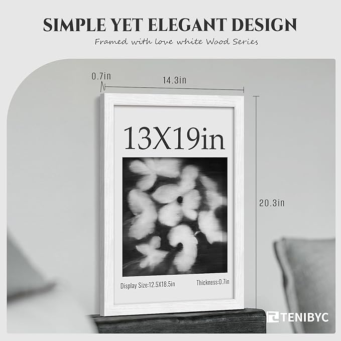 Picture Frame 4 Pack - Solid Wood Poster Photo Frame - Woodgrain Series - Room, Office, Gallery, Studio Display - Wall Hanging