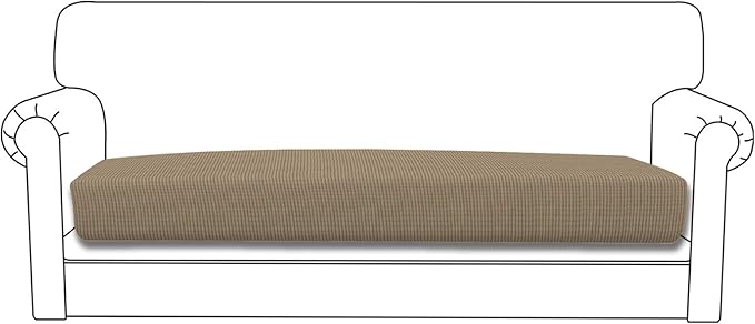 Easy-Going Stretch Cushion Cover Sofa Cushion Furniture Protector Sofa Seat Sofa slipcover Sofa Cover Soft Flexibility with Elastic Bottom(Oversized Sofa Cushion,Natural)