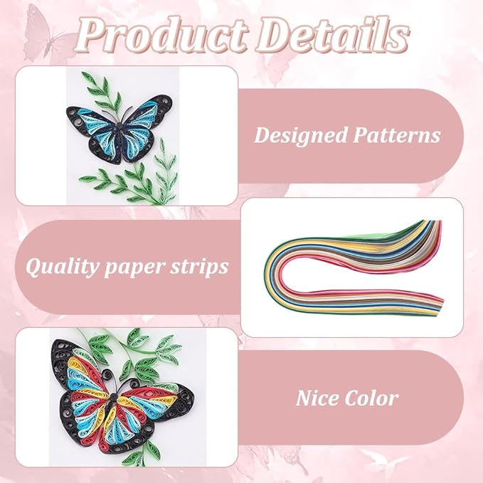 WEBEEDY 20 Sets DIY Butterfly Quilling Greeting Card Kit Paper Quilling Kit for Adults Beginners 5 Styles Butterfly Animal Greeting Card Making Kit with Instruction Birthday Thanksgiving Gift