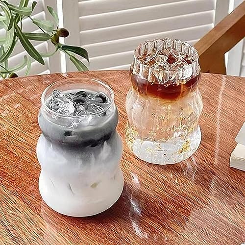 2 Pcs Ribbed Glass Cups, 18 Oz Vintage Drinking Glassware with Wave Design - Image 4