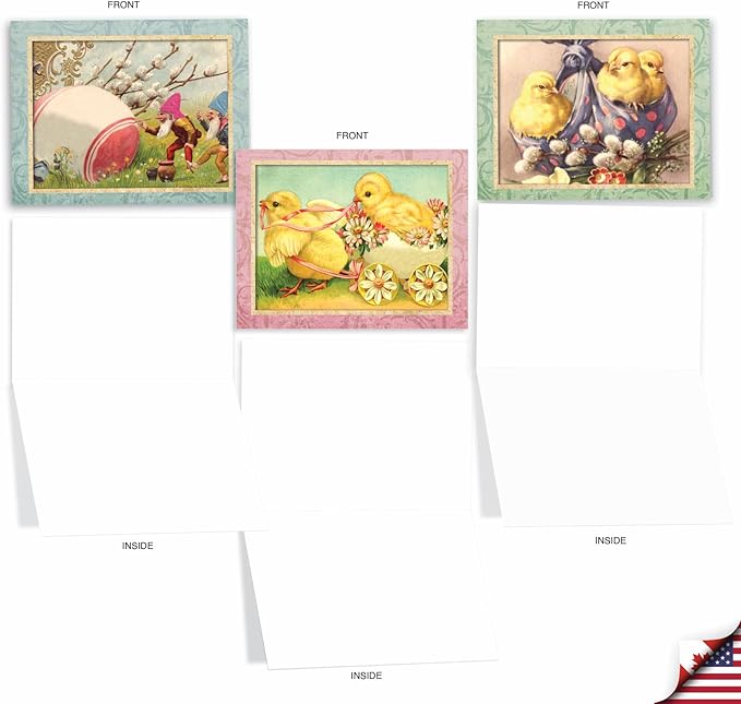The Best Card Company - 20 Blank Notes with Envelopes - All Occasion Animal Assortment (10 Designs, 2 Each) - Springtime Chicks AM3196OCB-B2x10
