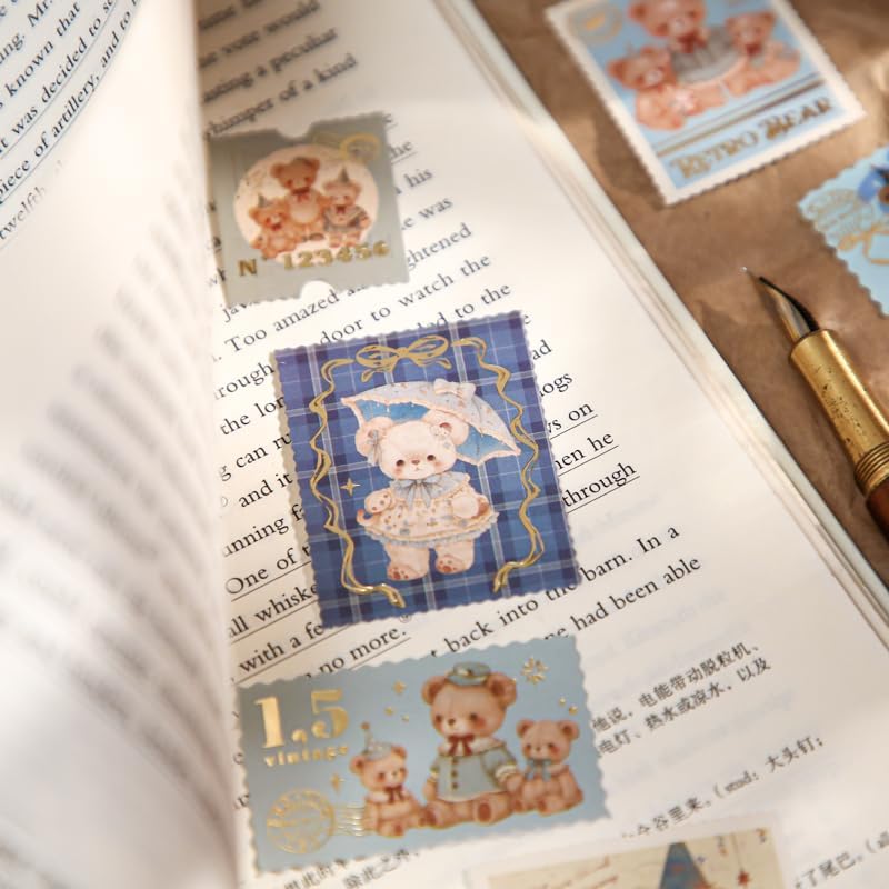 Alideco 120pcs Scrapbook Stickers Vintage Cute Little Bear Gift Scrapbooking Junk Journal Crafts Embelishment Decoration Stickers (xiaoxiongliwu) - Image 7