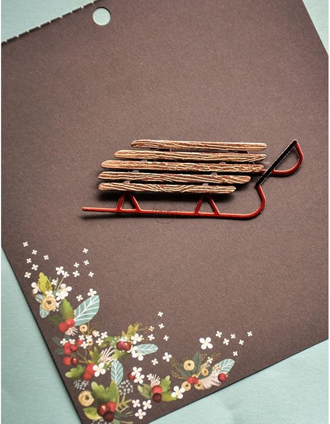 DzIxY Christmas Patchwork Sleigh Metal Cutting Dies for Card Making Kit Embossing Paper Die Cuts Set Scrapbook Stencils Supplies Machine Templates