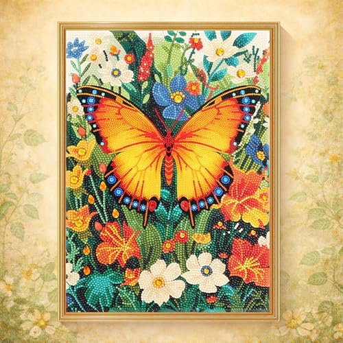 DIAMONDOUBLE Premium Butterfly Diamond Art Kits for Adults, 12x16 5D Full Drill Diamond Painting on Velvet Canvas with Mixed Acrylic Round, Mini & Special Shape Diamonds, Colorful 3D Paint by Diamonds by Diamondouble
