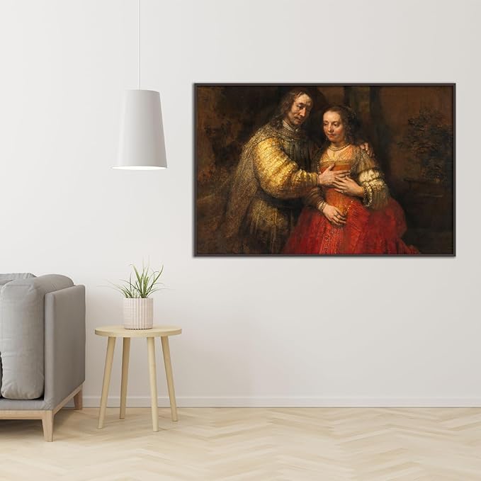 OKRA Rembrandt Canvas Wall Art Jewish Bride Poster Famous Oil Painting Print Historical Culture Illustration Modern Home Decorate Suitable for Home Classroom Wall Decoration Unframed(12x18in/30x45cm)