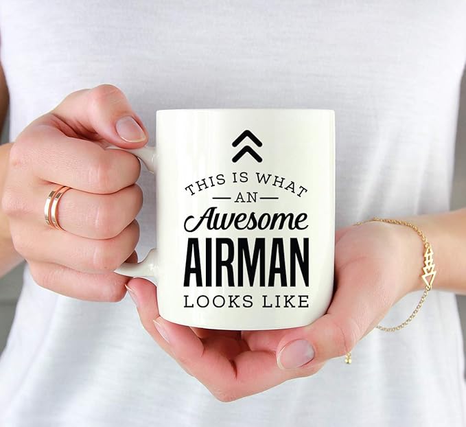 Andaz Press 11oz. Ceramic Coffee Tea Mug Thank You Gift, This is What an Awesome Airman Looks Like, 1-Pack, Birthday Christmas Gift Ideas Coworker Him Her, Includes Gift Box