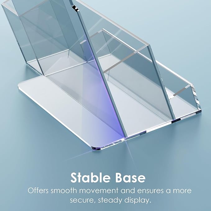 KINGTOP Acrylic Brochure Holder (2 Pack 4x7 Inch), Pamphlet Holder Display Stand with Pen Slot, Clear Brochure Display Stand for Office, Trade Show, and Retail Marketing Materials