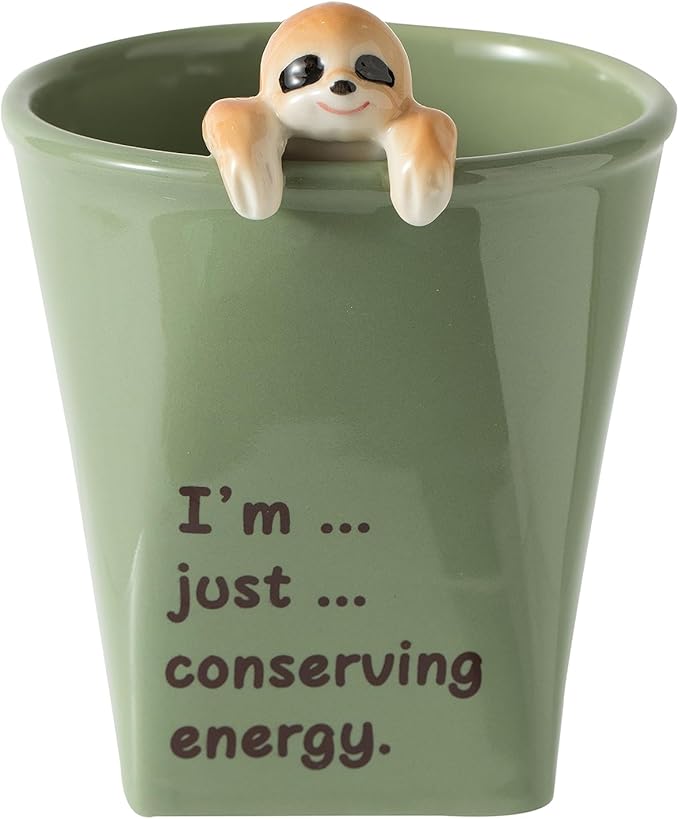 DIHOclub Ceramic Cup Funny 3D Sloth Mug Coffee Mug for Women and Men Gift for Best Friends and Coworkers (Light green-Sloth)