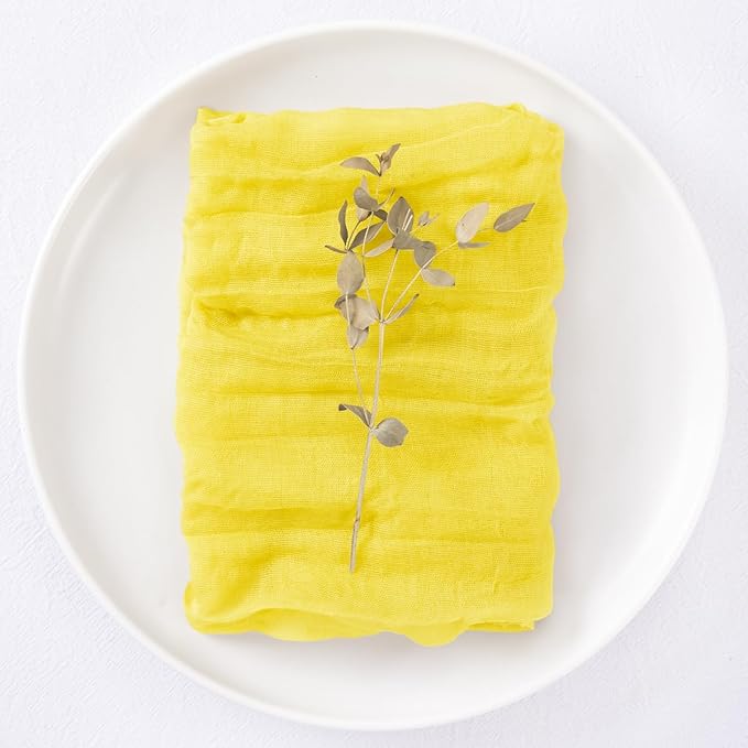 20 Pack Lemon Yellow Cheesecloth Napkins Spring Cloth Napkins Set of 20 Yellow Dinner Napkins Bulk 21x21 Inches for Wedding Bridal Shower Baby Shower Valentine's Day