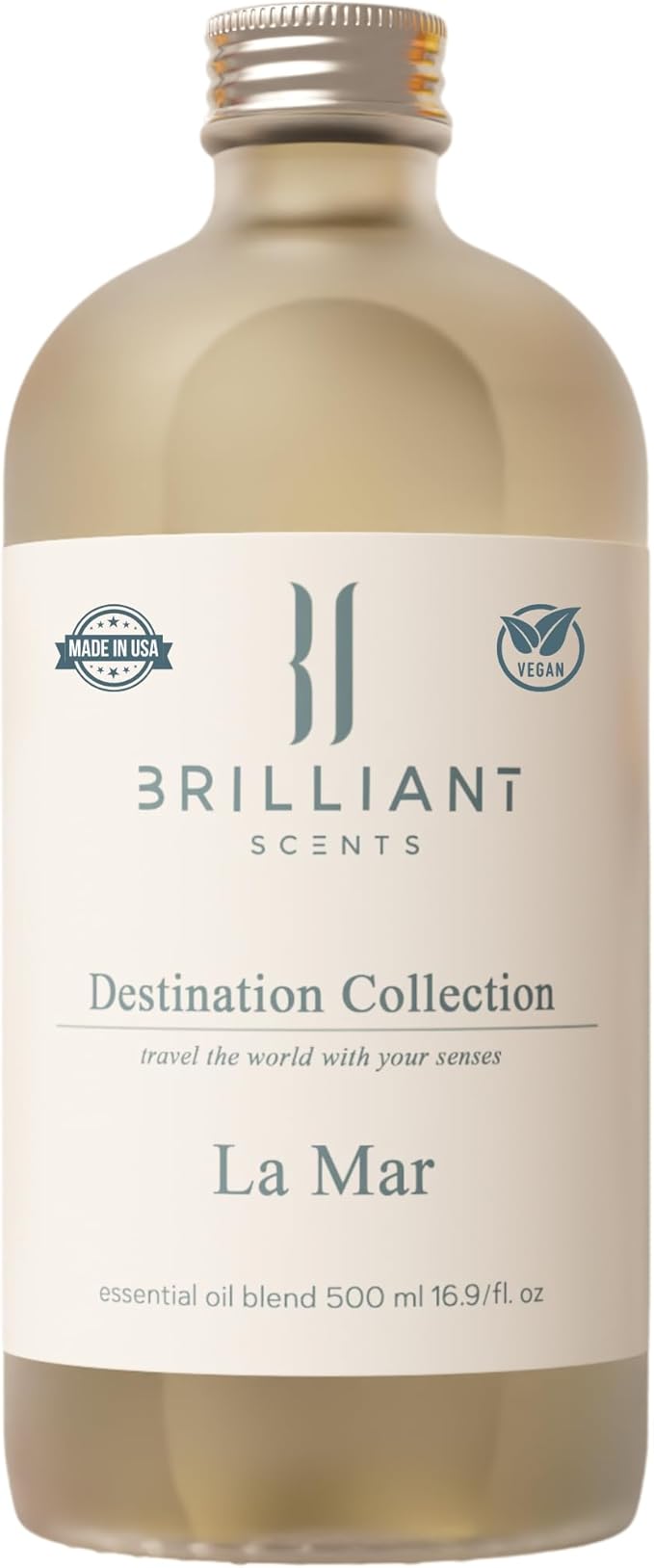 Brilliant Scents La Mar Fragrance Oil 500ml - Premium Diffuser Oil for Home, Office, Hotels - Long Lasting, Plant-Based, Meets IFRA Standards, USA-Made - White Tea, Ginger, Musk