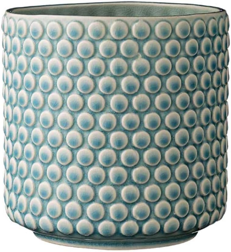 Nordring Stoneware Flower Pot – 6’’ Sky Blue Planter with Polka Dots – Modern Ceramic Pot with Crackle Glaze – No Drainage Holes – Holds 5’’ Indoor Plant by Nordring