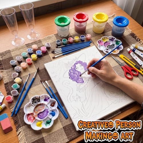 Sherr 96 Pcs 12 Set Pre Drawn Canvas Painting Kits, Halloween Style - Image 5