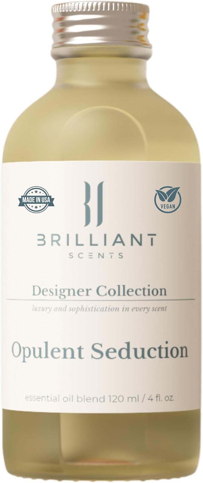 Brilliant Scents Opulent Seduction Fragrance Oil 120ml - Premium Diffuser Oil for Home, Office, Hotels - Long Lasting, Plant-Based, Meets IFRA Standards, USA-Made - Pineapple, Ginger, Oakmoss