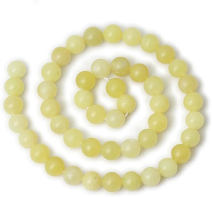 45PCS 8mm Natural Yellow Lemon Jade Gemstone Round Loose Beads for Jewelry Making DIY Findings 1 Strand 15"