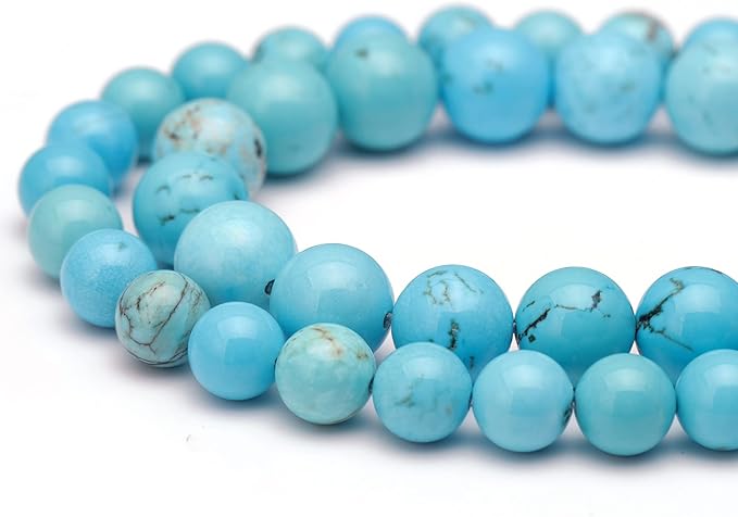 Youngbling Natural Gemstone Beads for Jewelry Making,10mm Blue Turquoise Polished Round Smooth Stone Beads,Genuine Real Stone for Bracelet Necklace 15 Inch(Blue Turquoise,10mm)