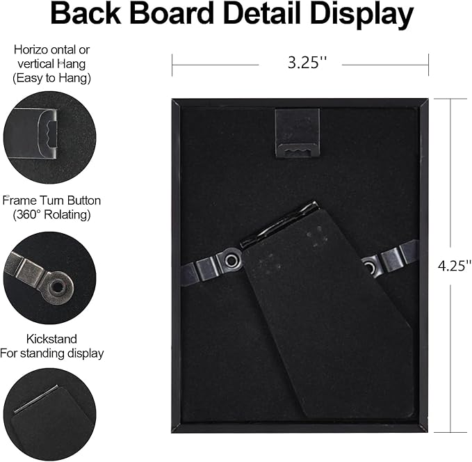 3x4 Picture Frame Set of 3, Black Aluminum Metal Photo Frames with HD Glass, Fits 2x3 with Mat or 3 x 4 without Mat, Display for Wall and Table