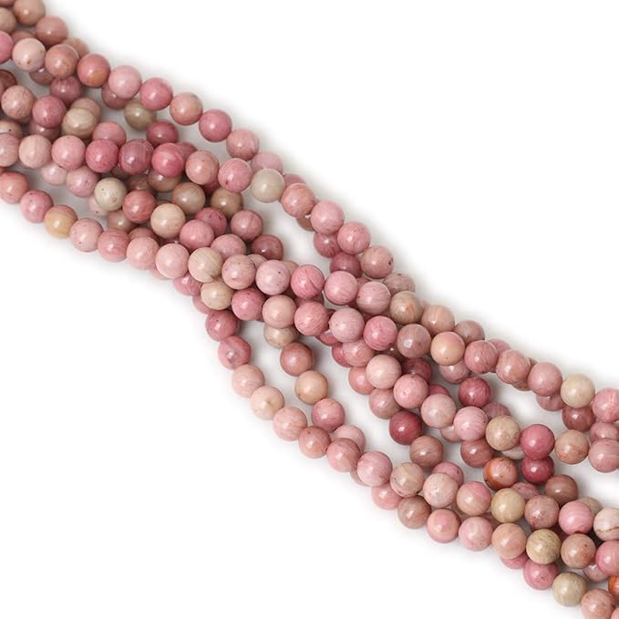 45PCS 8mm Natural Rhodochrosite Gemstone Smooth Round Loose Beads for Jewelry Making DIY Findings 1 Strand 15"