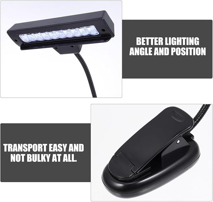 USB Rechargeable LED Music Stand Lamp with Flexible Adjustable Arm Touch Control Dimmable Desk Light for Reading and Keyboard Energy-Saving Table Lamp for Bedroom and Studio