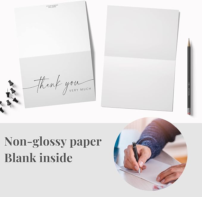 Thank You Cards with Envelopes & Matching Stickers, Bulk Pack of 100, 4x6 Inch Minimalistic Design - Suitable for Business, Baby Shower, Wedding, Small Business, Graduation, Bridal Shower, Funeral