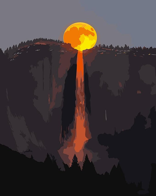 Painting by Numbers Kit for Adults Beginner,Super Moon Waterfall Paint by Numbers Easy for Adults,Adult Paint by Number Kits on Canvas,Number Painting Acrylic Oil Painting Home Wall Decor 15.8X19.7 In
