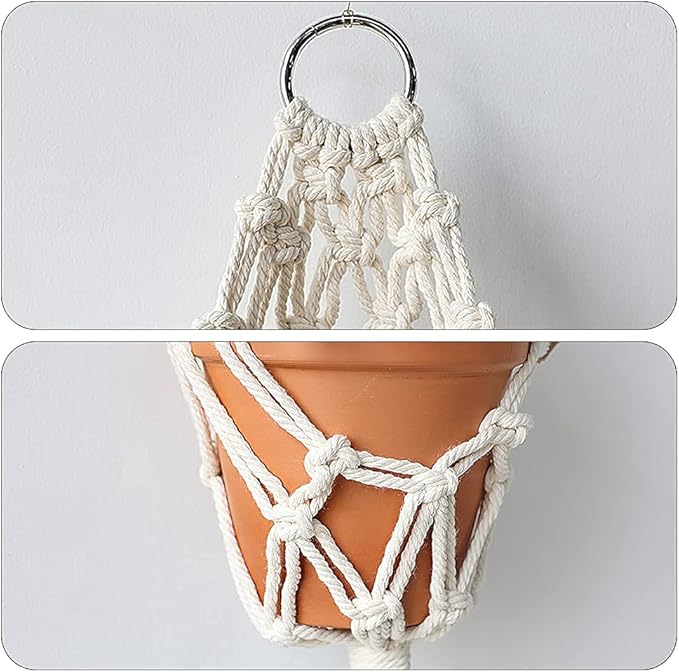 Artilady Boho Macrame Plant Hangers - Handmade Hemp Rope Hanging Baskets for Indoor Plants with Ceiling Hooks, Bohemian Home Decor Outdoor Wall Art