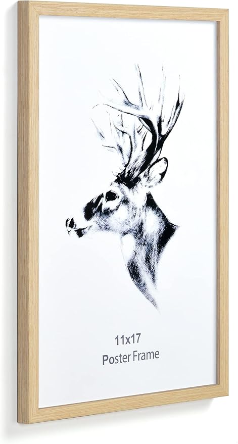 Yaetm 11x17 Wood Picture Frames Set of 4, Natural Solid Oak Wood Frame 11x17 for Poster and Wall Gallery, Wall Mount (4 pack, Oak)