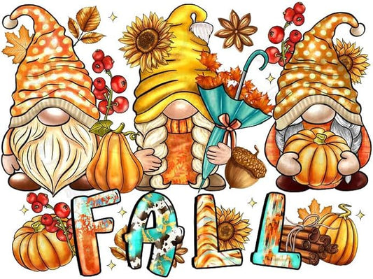 Eterkosu Fall Pumpkin Diamond Art Kits for Adults Beginners - Gnome 5d Full Drill Round Diamond Art Kits Diamond Dots Paintings with Diamonds Gem Art Rhinestones Picture Crafts