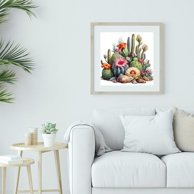 Cactus Diamond Art Painting Kits for Adults - Plant Flower Round Full Drill Diamond Dots Paintings for Beginners, 5D Paint with Diamonds Pictures Gem Art Painting Kits DIY Crafts Project 14x14inch