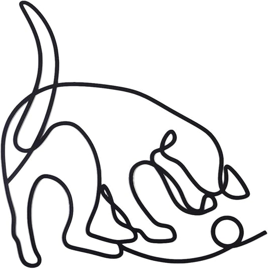 TYLCC Black Metal Dog Wall Decor Minimalist Abstract Dog Wall Art Line Drawing Art for Living Room Bedroom Decorations (Play Ball)