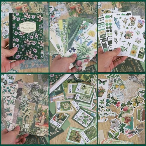 Koqye 180PCS Scrapbooking Supplies Kit, Botanical Garden Bullet Junk Journal Kit with A6 Grid Notebook Scrapbook Paper Craft DIY Gift for Adult Teen Girl Kid Women - Image 6