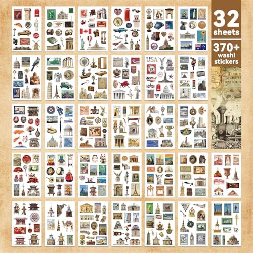 52 Sheets World Travel Stickers & Scrapbook Paper Set - Vintage Travel Themed for Scrapbooking Journaling Junk Journal Planner - Retro Adventure Stickers for DIY Crafts - Image 3