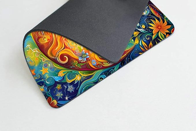 Square Mouse Pad Blue Girl and Flowers,Gaming Mouse Pads for Desk,Soft Computer Waterproof Non-Slip Mouse Mat