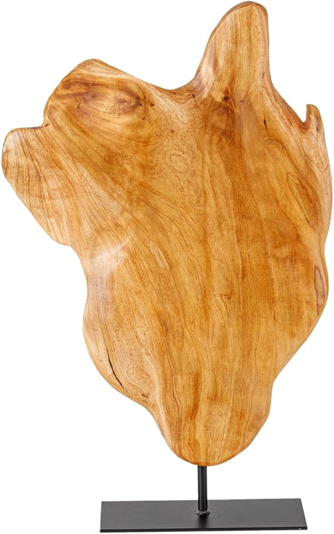 THY COLLECTIBLES Irregular Handcarved Root Wood Sculpture, Wood Tabletop Abstract Standing Sculpture for Home Decor Natural Edge Tabletop Statue (Large)