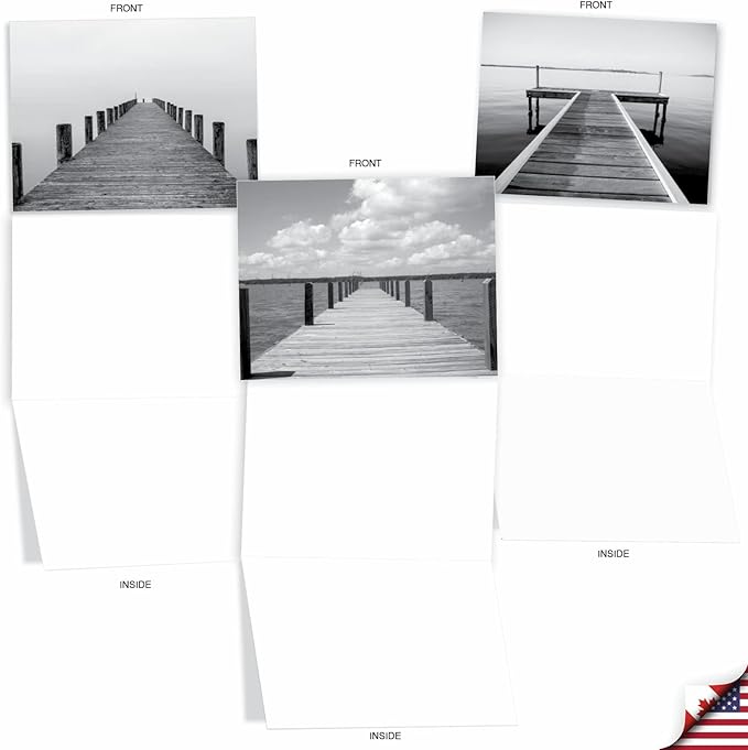 The Best Card Company - 10 Blank Note Cards with Envelopes (4 x 5.12 Inch) - Black & White Photos, Bulk Boxed Set - Slip Notes M6453OCB