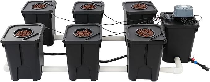 Hydroponics Growing System with Top Drip Kit, 7 Gallon Deep Water Culture Bucket System with 24W Air Pump, Recirculating Drip Garden System for Growing Plants Flowers Vegetables Fruits