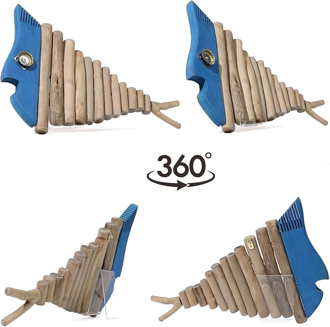 Mint Bucket Brands Driftwood Fish Nautical Wall Decor - Handmade Wooden Rustic Coastal Wall Art for Living Room, Bedroom, Office, Bathroom - Ocean Beach Decoration (Blu)