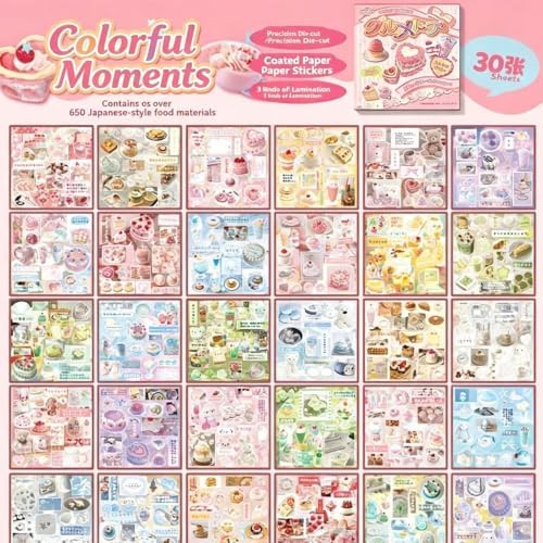 Alideco 30pcs Scrapbook Stickers Vintage Gourmet Desserts Sticker Book for Adults journaling Stickers for Scrapbooking (binfenshiguang) - Image 3