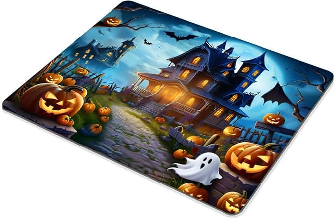 Square Mouse Pad Halloween Pumpkin Lanterns,Gaming Mouse Pads for Desk,Soft Computer Waterproof Non-Slip Mouse Mat