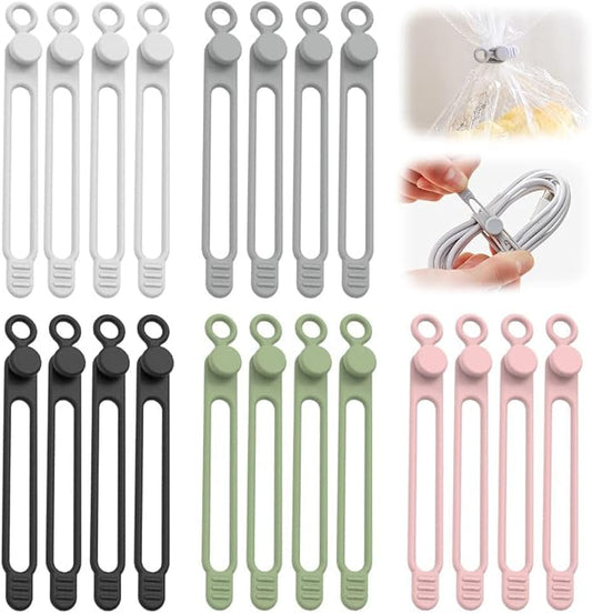 20PCS Silicone Cable Ties, 2025 New Upgrade Data Cable Organizer Ties, Reusable Cable Ties Wire Organizer for Bundling and Fastening Earphones, Phone Charger(5 Colors)
