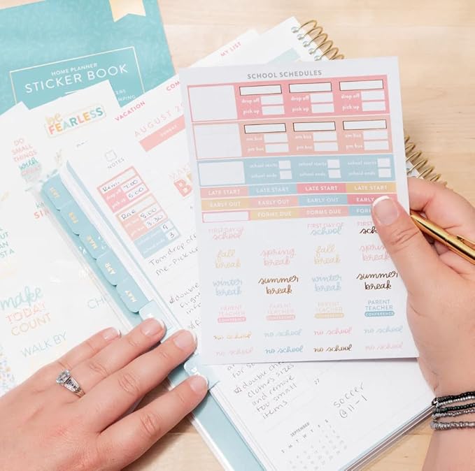 Home Planner Sticker Book 2nd Ed | Pack of 15 | 766 Total Stickers | Assorted Sizes | 5x7 Sheets of Stickers | Gold Foil Stamping | Fun Stickers for Home Planners, Journals and More